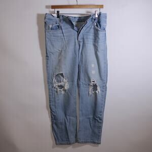 Levi's Light Wash Blue 100% Cotton 501 Distressed Jeans Size W31 L26